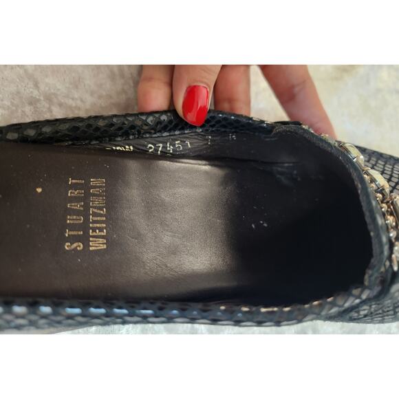 Stuart Weitzman Bedrock Black Serpentine Flats-Size 7N - Picture 7 of 10